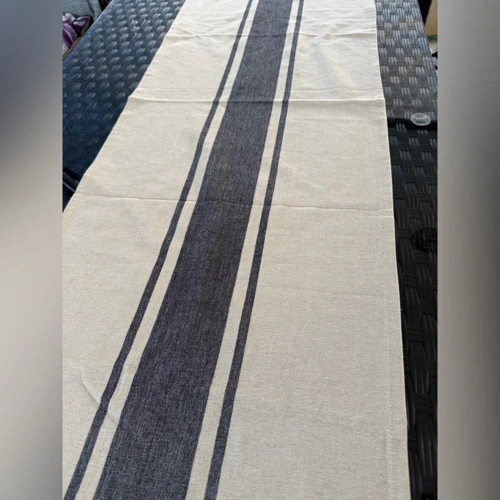 Natural and Gray Table Runner 72” Long Farmhouse Style